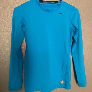 Nike Blue Pro Combat Hyper Warm Boys Shirt